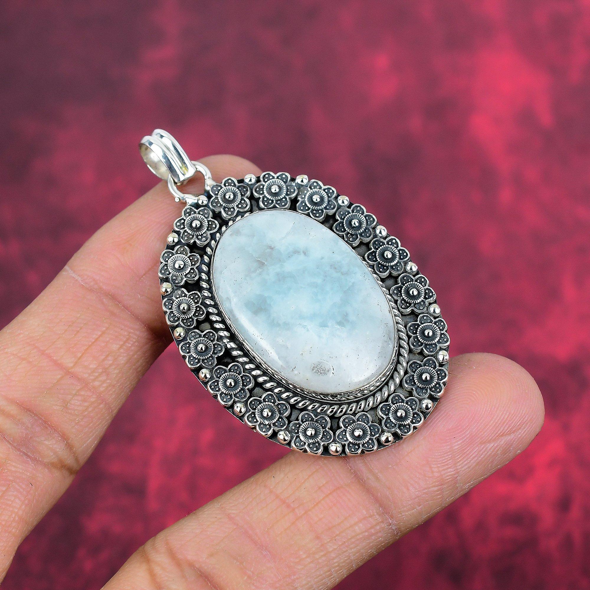 Pendentif en pierre de lune arc-en-ciel, bijou fait main, pendentif en argent sterling 925 massif, cadeau idéal pour un amoureux