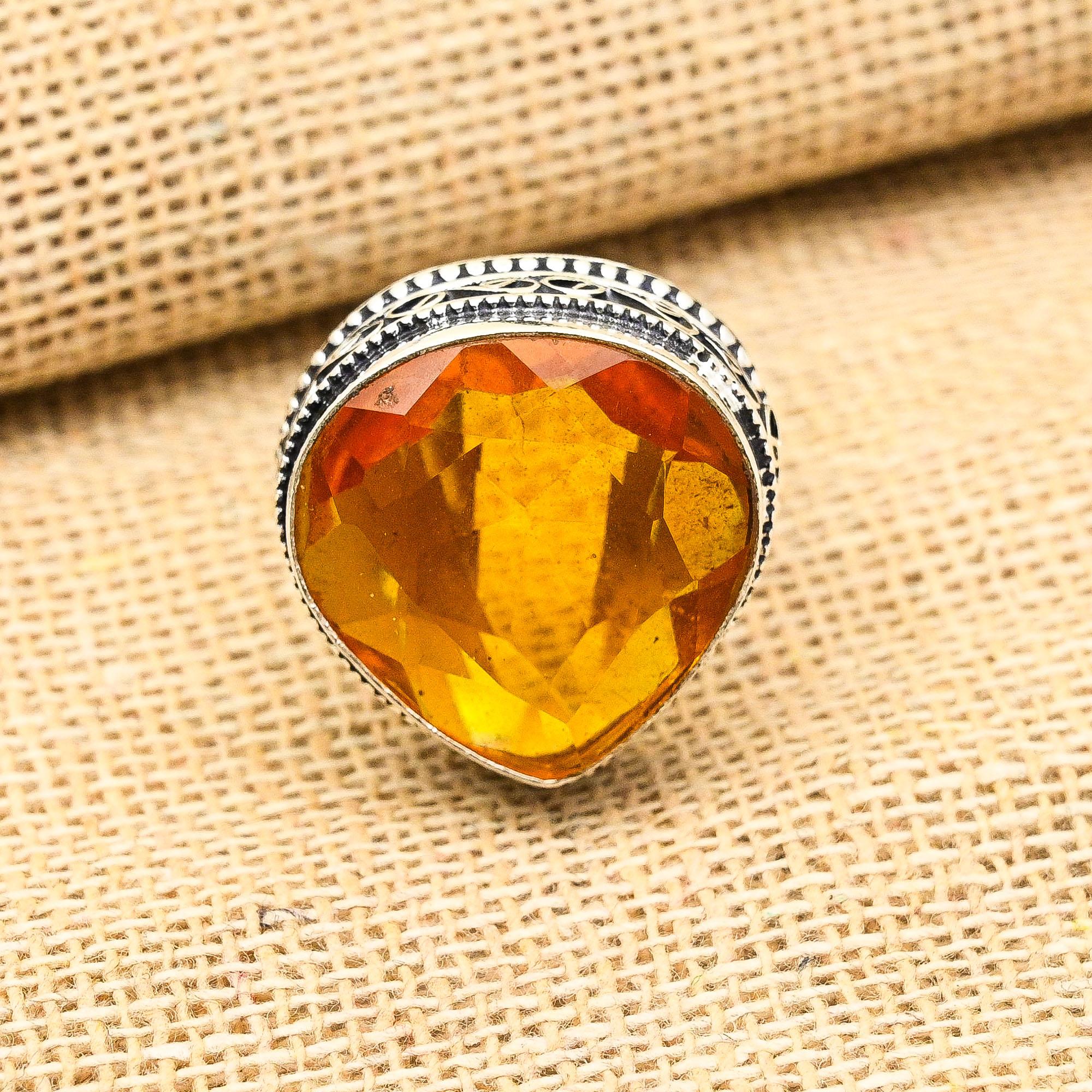 Honey Topaz Gemstone Ring 925 Sterling Silver Handmade Jewelry Thanksgiving Gift For Her