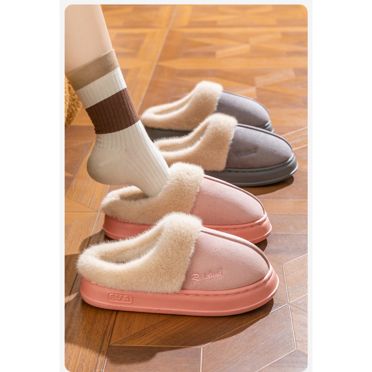 Cotton Slippers for Indoor, Home, and Outdoor Wear. Plush Warm, Thick Soled, Non Slip Cotton Shoes for Men, Floor Slippers