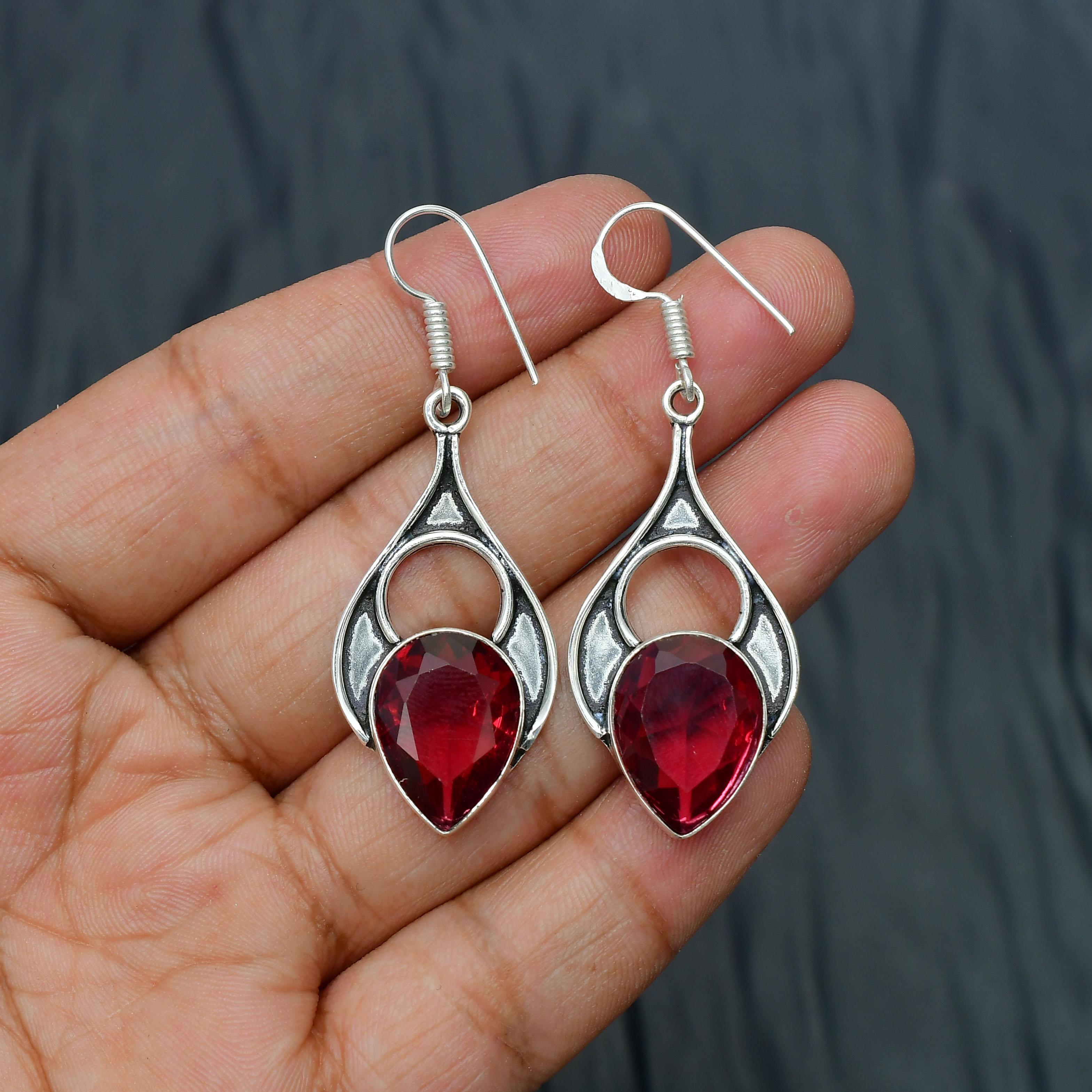 Pink Tourmaline Gemstone Handmade 925 Sterling Silver Jewelry Earring