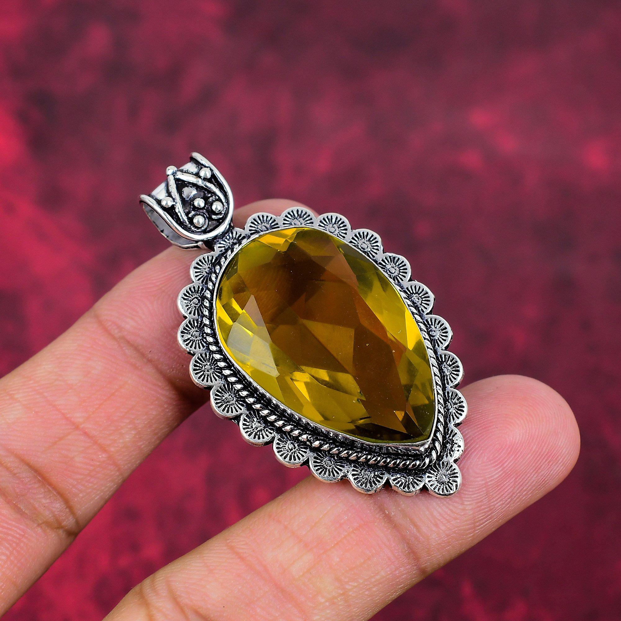 Citrine Pendant, 925 Solid Sterling Silver Pendant, Handmade Pendant Gemstone Jewelry, Gifts For Wife Brand New Pendant