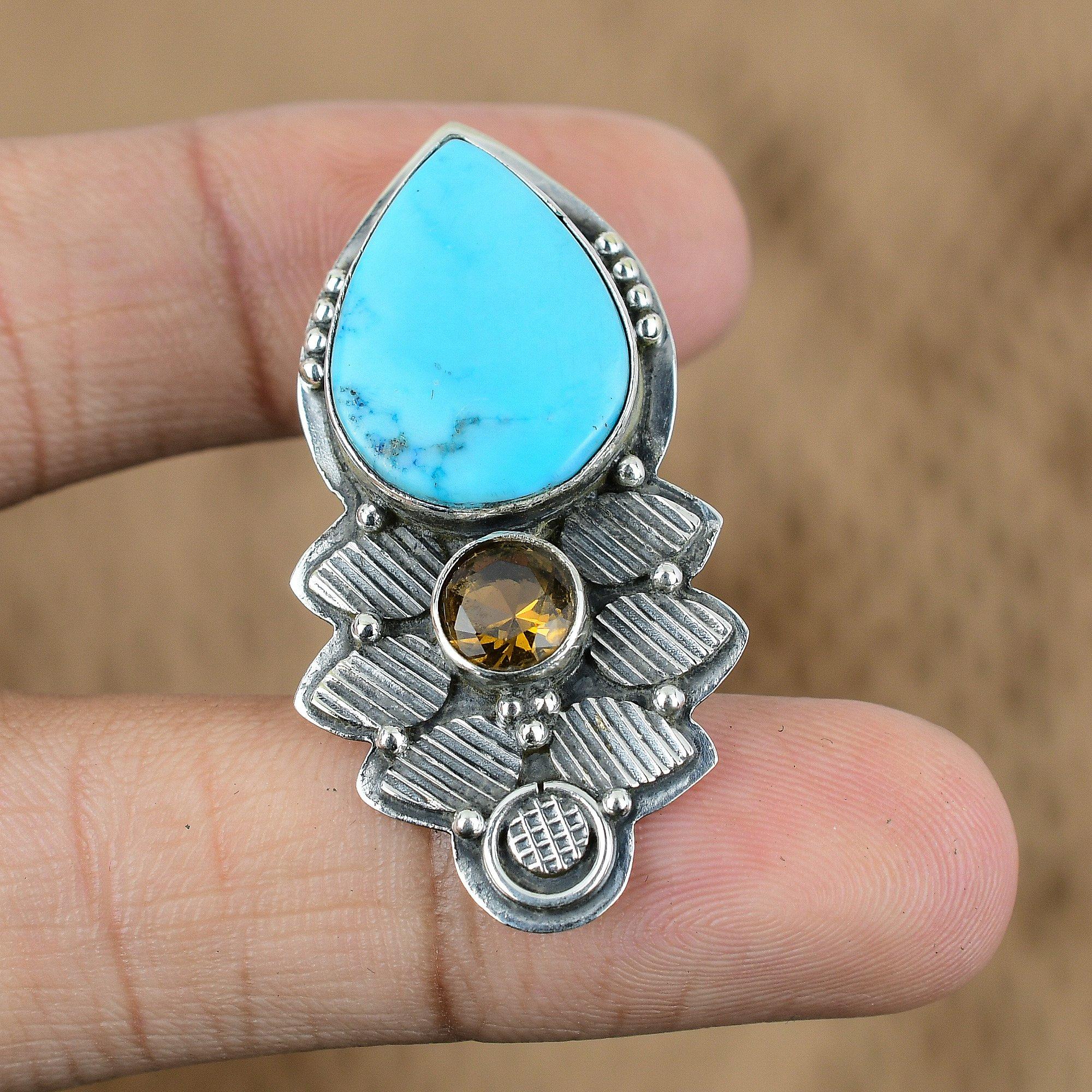 Natural Arizona Turquoise Gemstone Jewelry 925 Sterling Silver Pendant For Women
