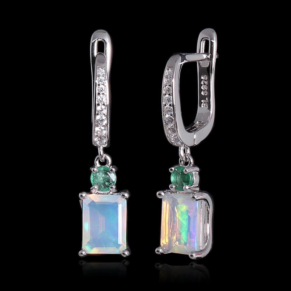 Luxuriöse 925 Sterlingsilber Ohrringe natürlicher OKT 6*8mm Opal echte Edelsteine feiner Schmuck für Damen Jubiläums- und Geburtstagsgeschenk