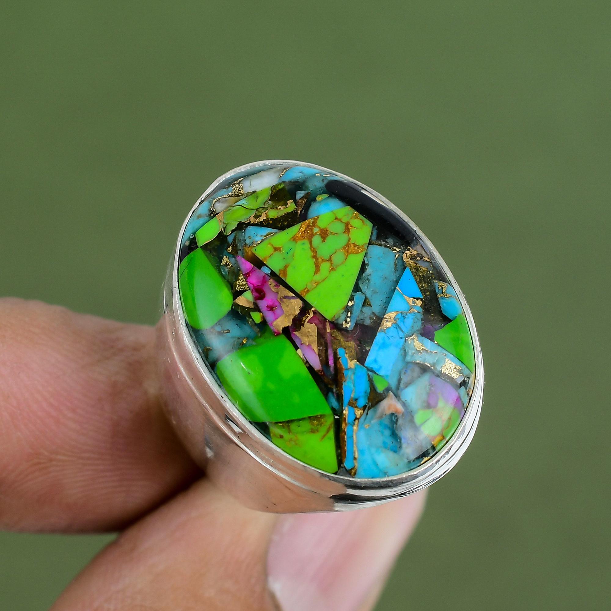 Fiesta Kingman Turquoise Ring 925 Sterling Silver Ring Handmade Original Gemstone Jewelry Multi Copper Turquoise Ring Available In Ring Size