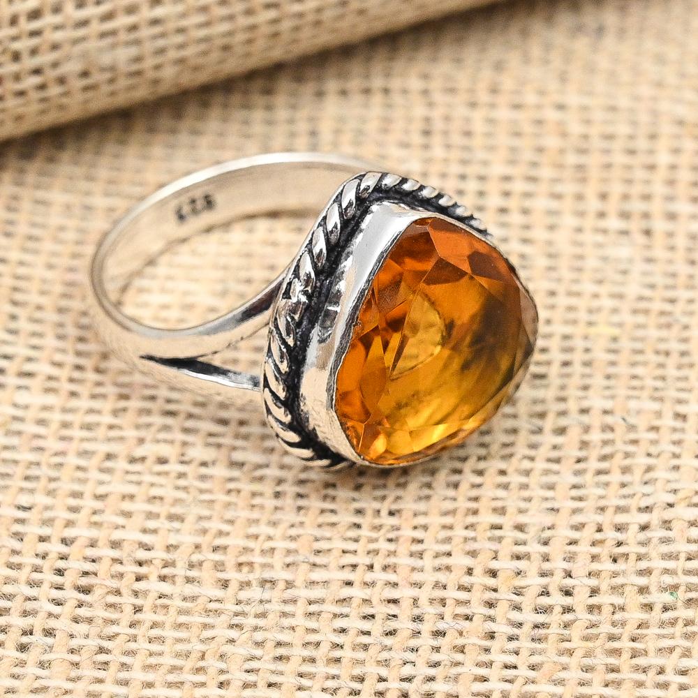Honey Topaz Gemstone Handmade 925 Solid Sterling Silver Ring For Women
