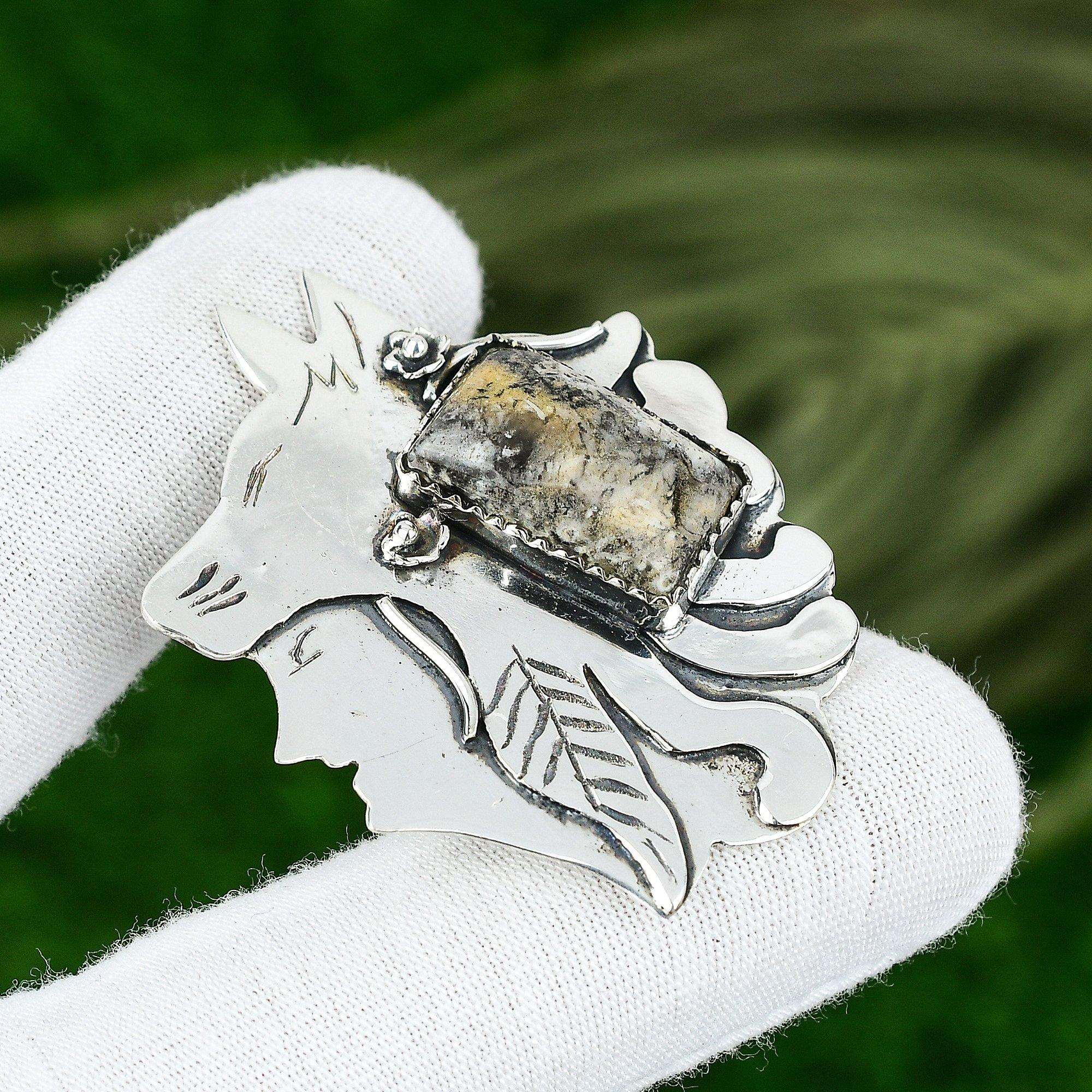 Natural Plume Agate Gemstone Pendant 925 Sterling Silver Jewelry For Women