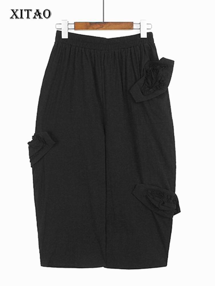 Xitao Pantaloni larghi da donna con decorazione tridimensionale casual allentata DMJ2076