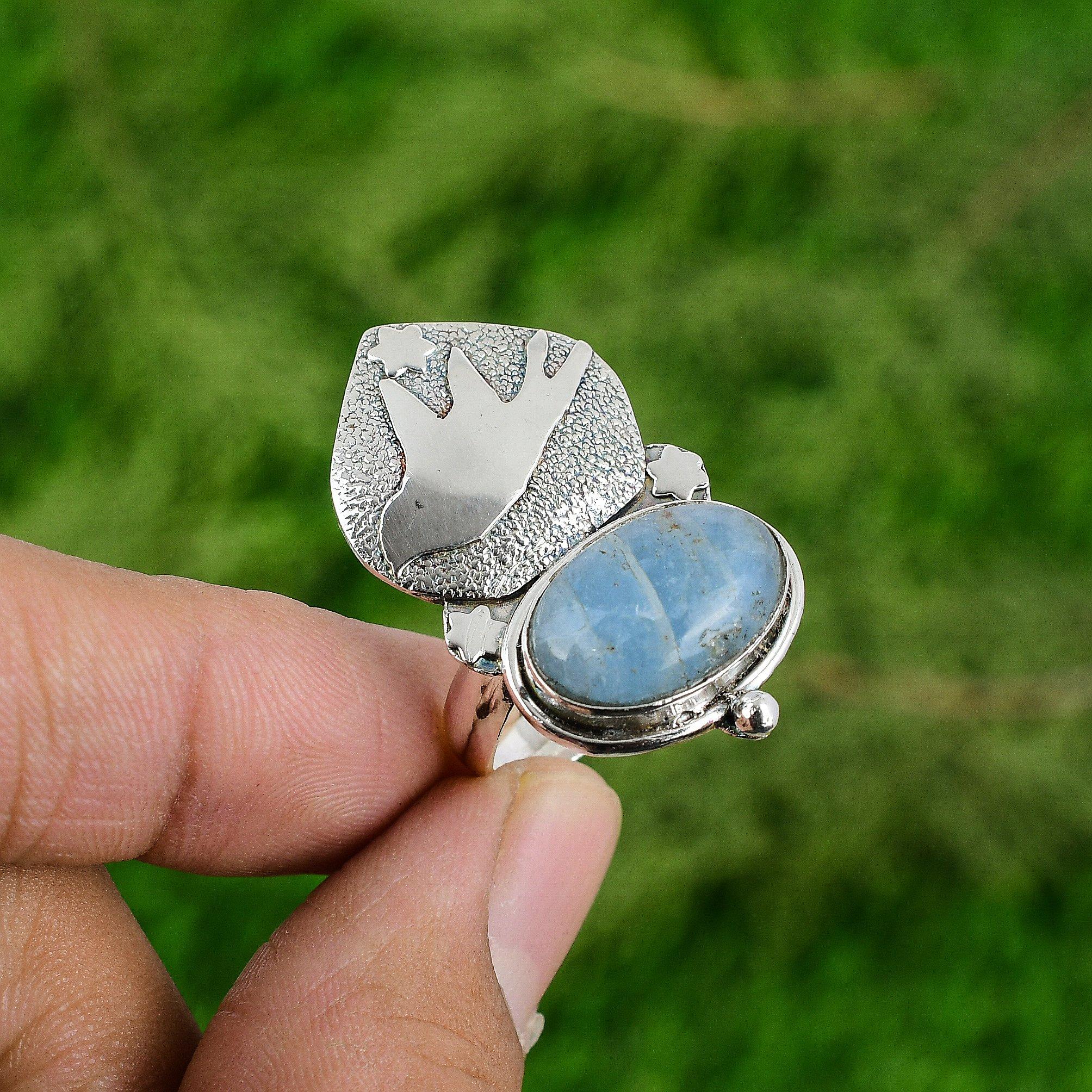 Womens day Sale Aquamarine Gemstone March Wife Bird Ring Jewelry Sterling Silver