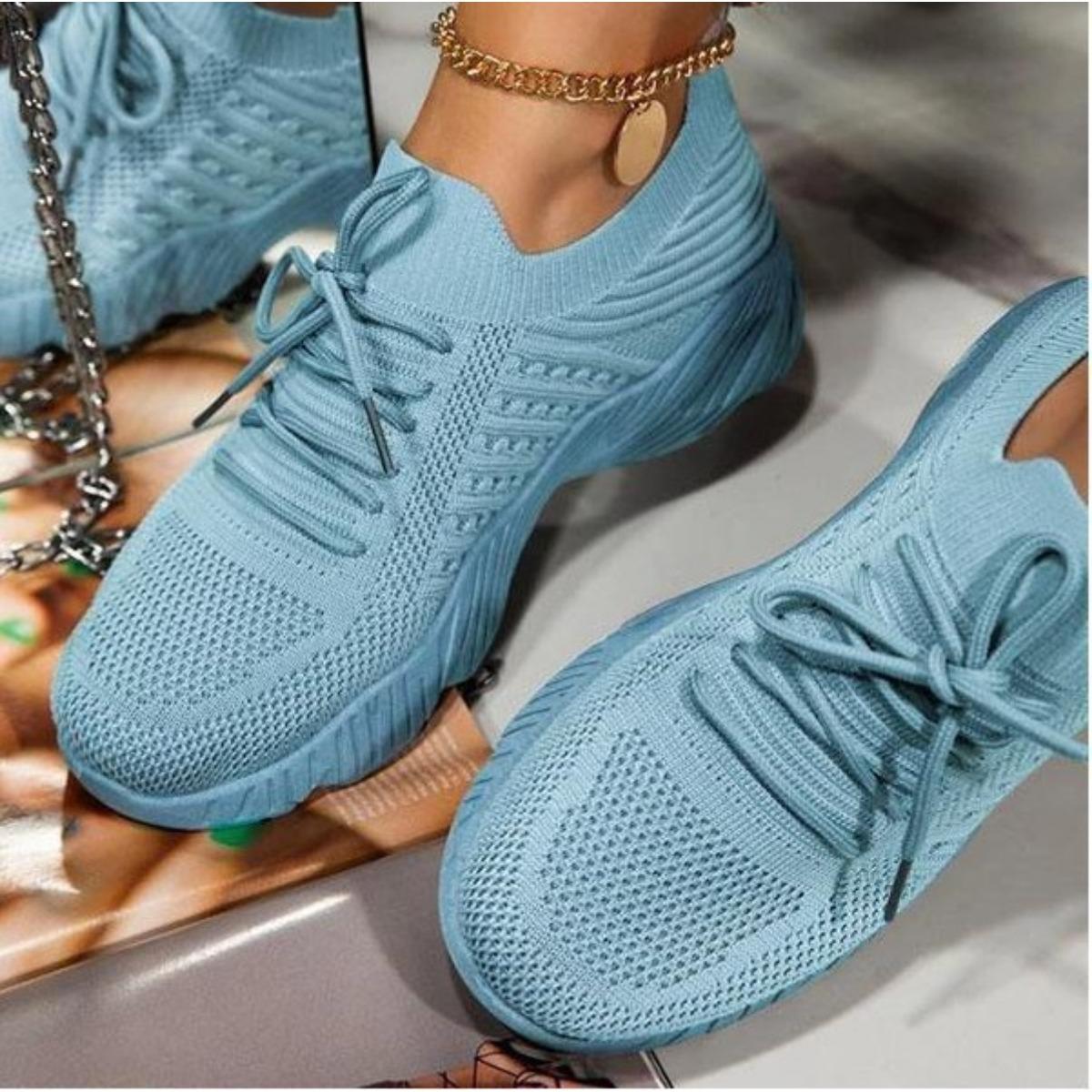 Sports Shoes, Thick Soled Shoes, Lace Up Shoes, Fly Woven Shoes, Women's Shoes, Mesh Shoes, Comfortable, Casual Shoes, Breathable Shoes