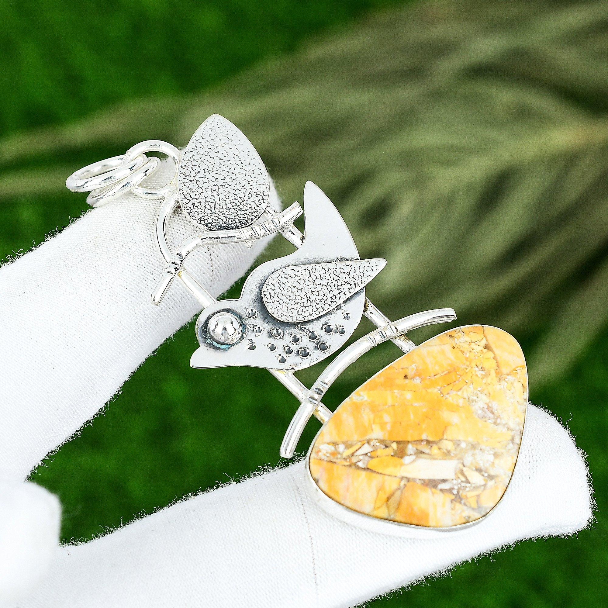 Wedding Gift For Her 925 Silver Natural Brecciated Mookaite Gemstone Pendant