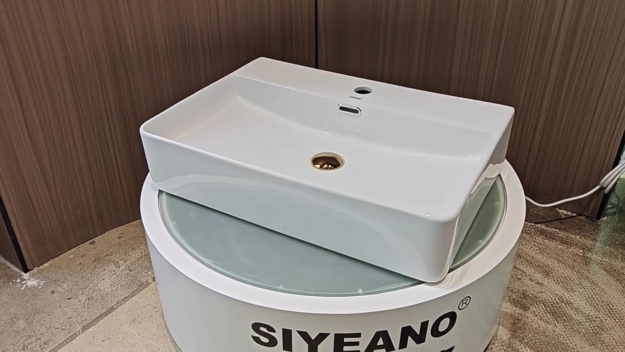 Bathroom Counter Top Ceramic Sink Rectangular Lavatory Porcelain White Wahsbasin