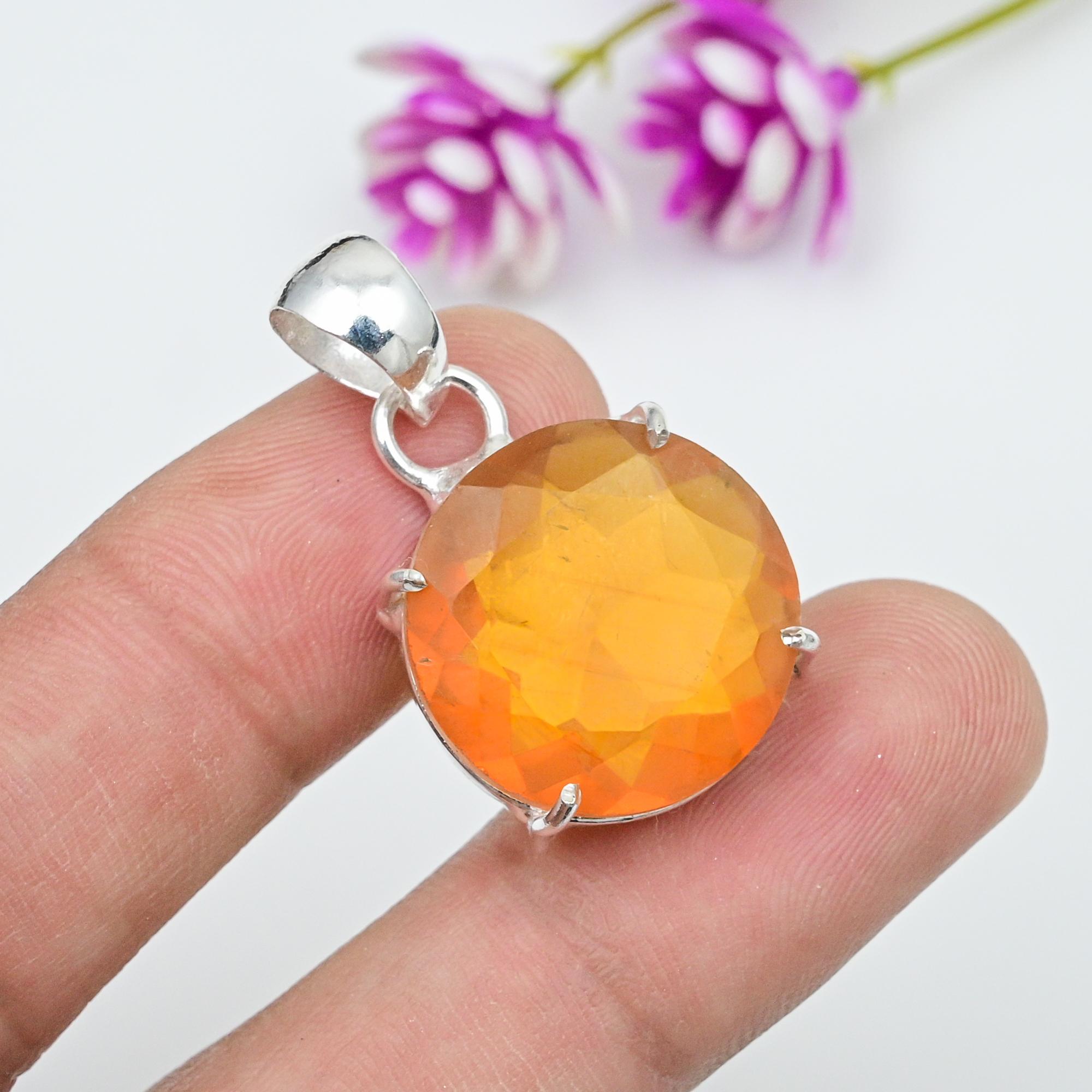 Citrine Pendant, 925 Solid Sterling Silver Gemstone Jewelry, Handmade Pendant, For Thanksgiving