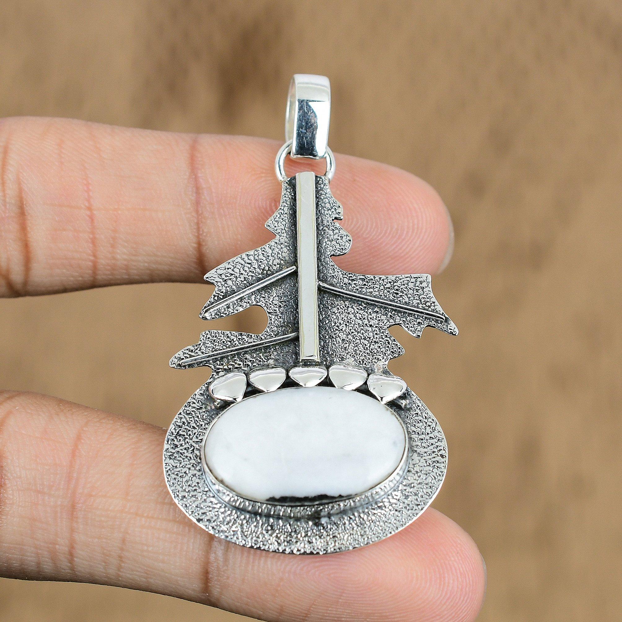 Anniversary Gift For Her Natural Zebra Jasper Gemstone Pendant 925 Silver
