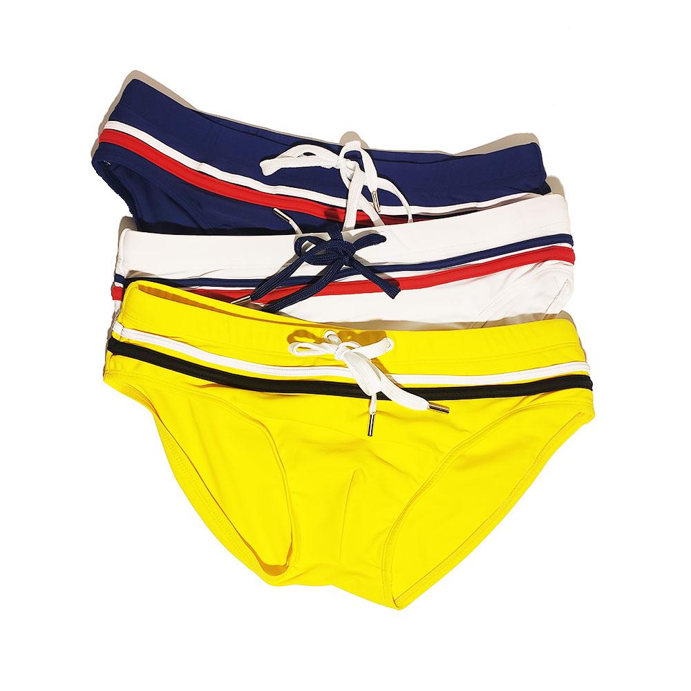 Men's Looped Swim Briefs Sexy Low Waist Bikini Swimsuit M-2XL Yellow