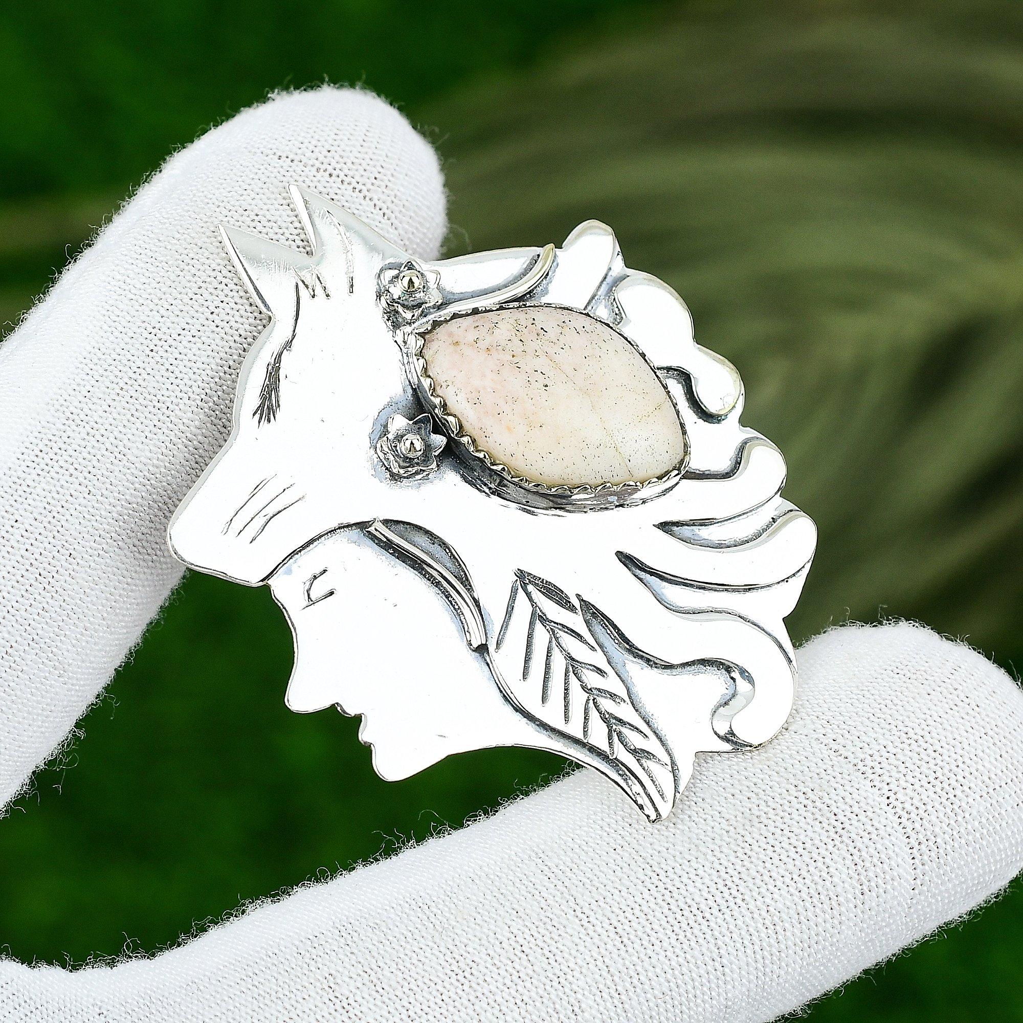 Natural Scolecite Gemstone Indian Jewelry 925 Sterling Silver Pendant For Girls