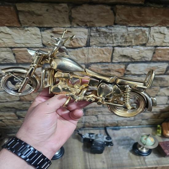 Reine Messing Kugel Motorrad Skulptur Premium Schwergewicht Heimdeko Einzigartiges Geschenk für Biker Motorradmodell Funktionierende Räder