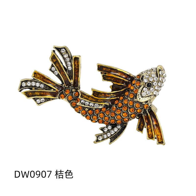 Heavy Industry Vintage Diamond-Encrusted Koi Brooch Vintage Premium Goldfish Pin Brooch Coat Accessories