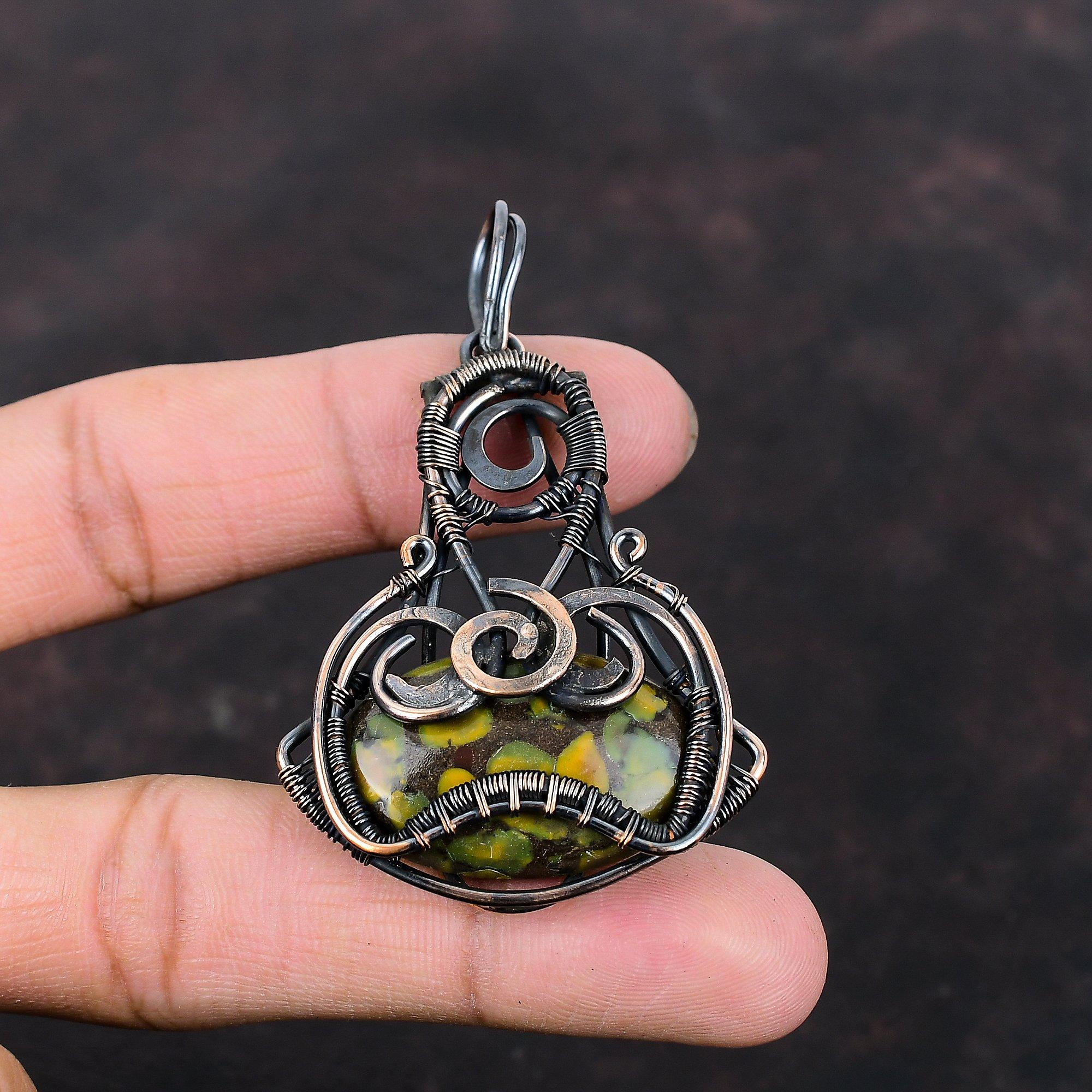 Fruit Jasper Pendant Copper Wire Wrapped Pendant Unique Design Jewelry Elegant Pendant Handmade Copper Jewelry Gemstone Pendant Gift For Him