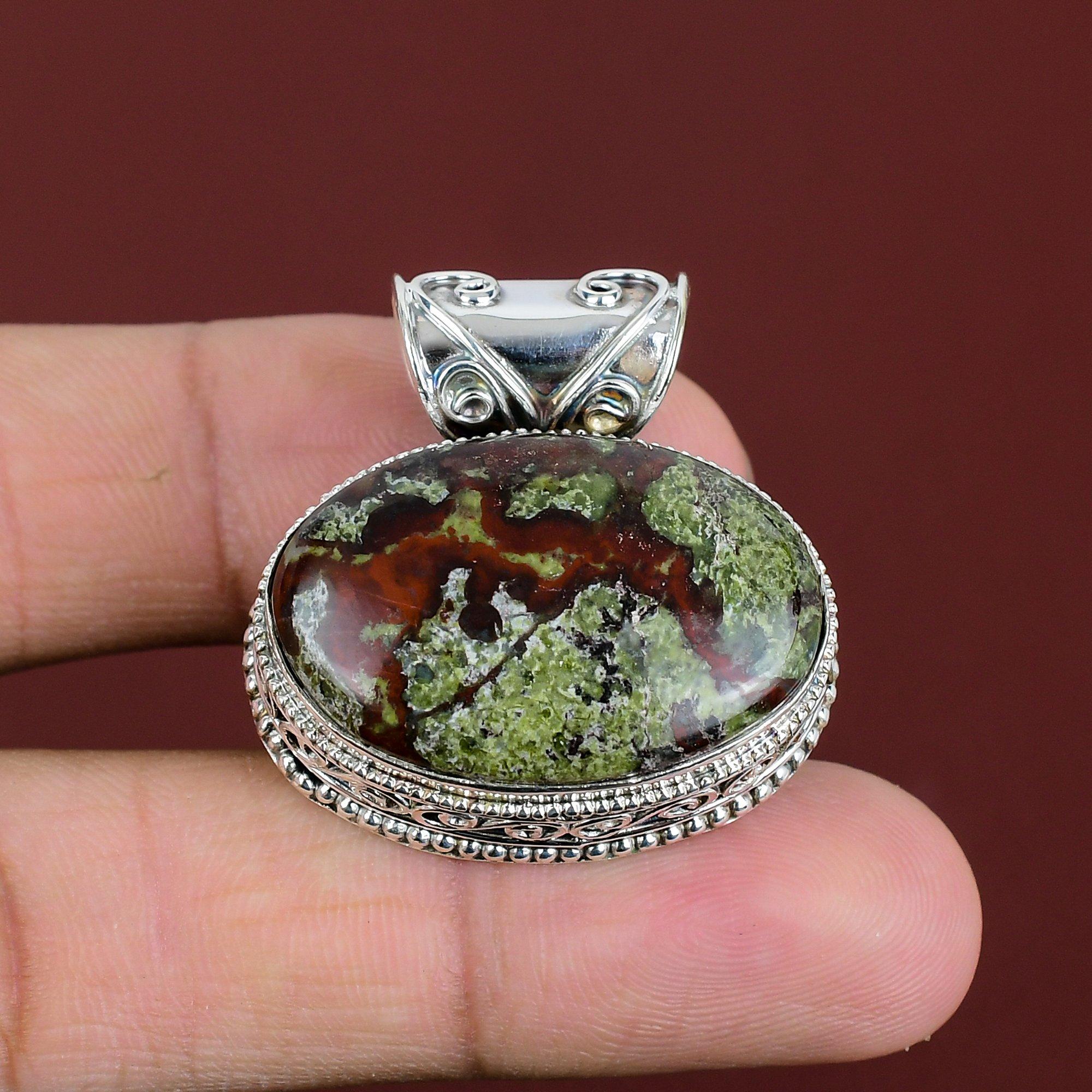 Dragon Bloodstone Pendant Handmade Jewelry Real Gemstone Pendant 925 Sterling Silver Pendant Vintage Pendant Gifts For Her Brand New Jewelry