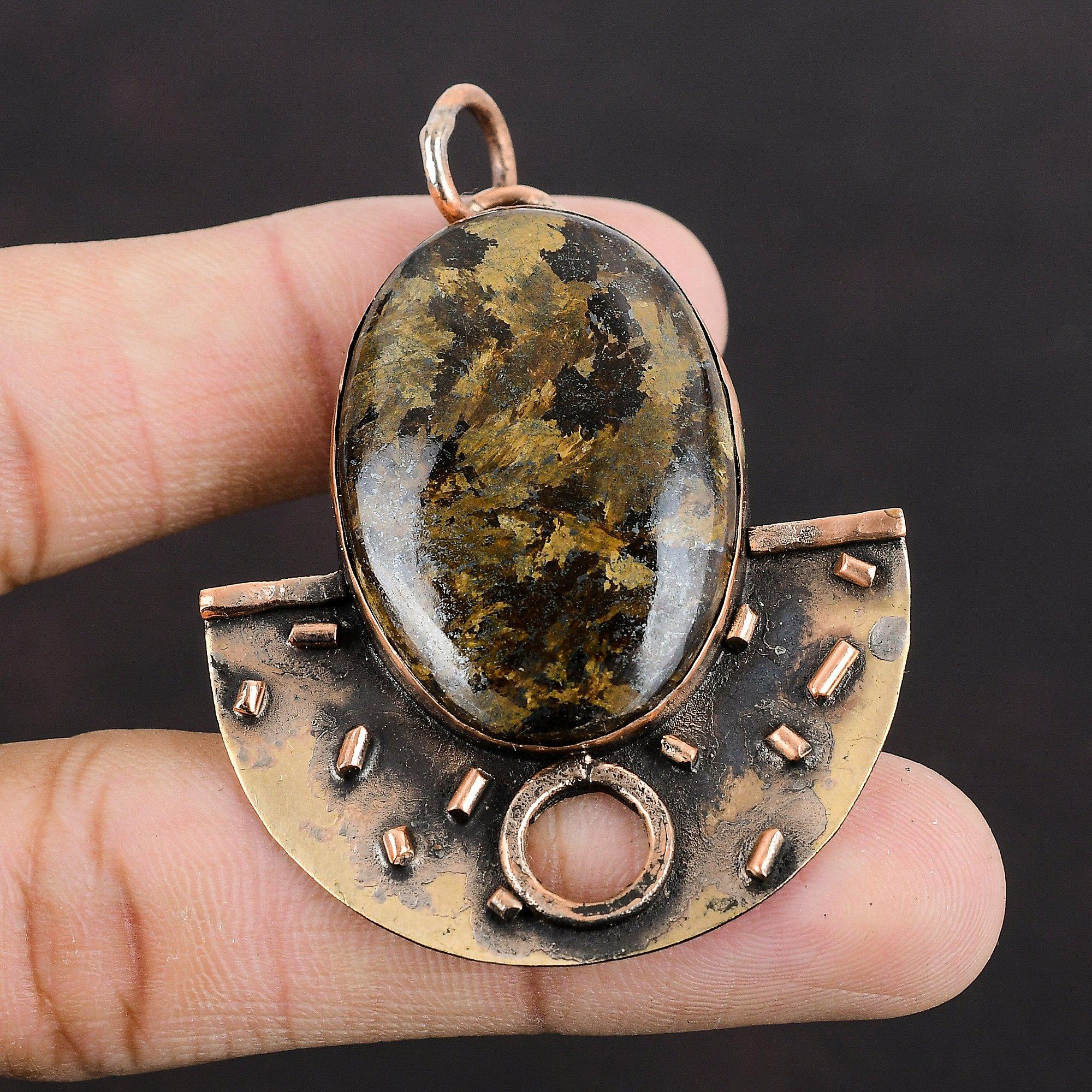 Bronzite Pendant Copper Pendant Very Pretty Gemstone Pendant Handmade Jewelry Bronzite Copper Jewelry Special Occasion Gift Healing Stone