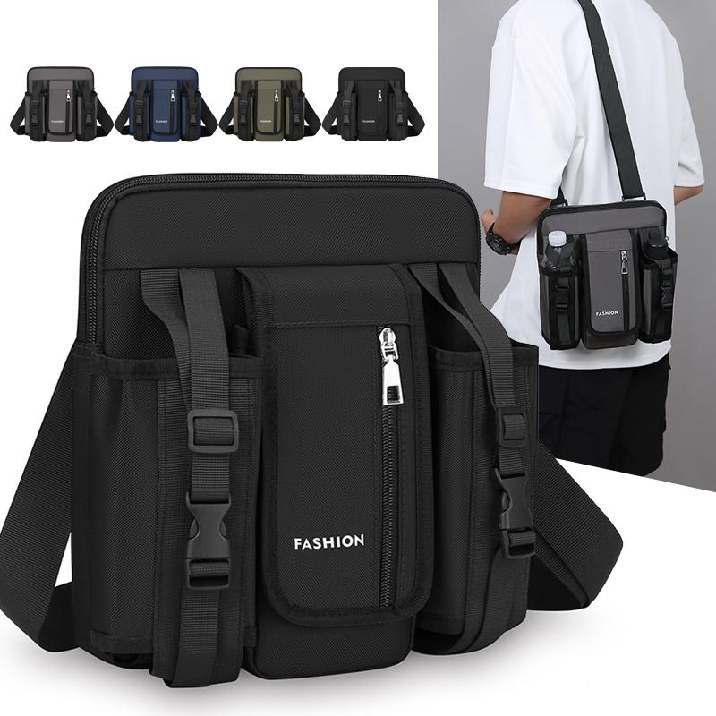 Men Crossbody Bag Single Shoulder Bags Big Capacity Storage Bag Fashion Multi-Pockets Outdoor Cup Bag