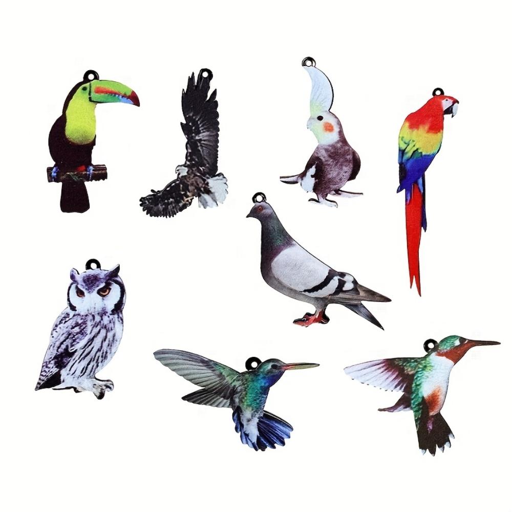 8 Pieces Animal Theme Acrylic Pendant Cute Pigeon Owl Parrot Eagle Hummingbird Etc Shape Charm Beads DIY Jewelry Bracelet Necklace Making Kit