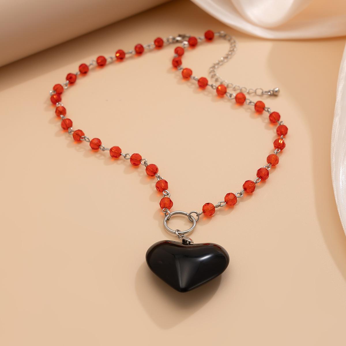 Gothic Big Love Heart გულსაკიდი ქალებისთვის ვინტაჟური ბროლის მძივები Choker ჰელოუინის სამკაულები Y2K აქსესუარები