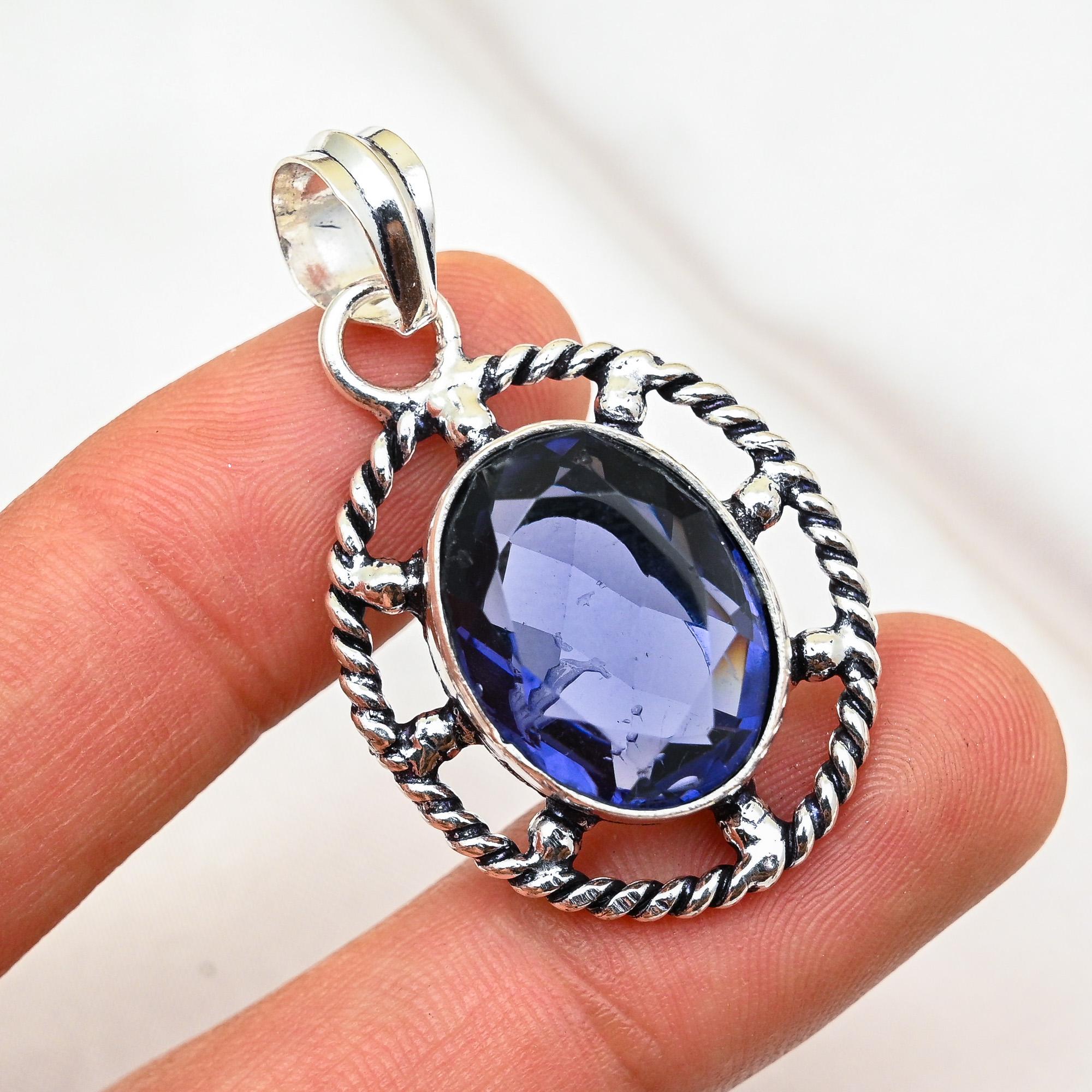 Iolite Pendant, 925 Solid Sterling Silver Pendant Handmade Gemstone Jewelry, Gifts For Wife Brand New Pendant