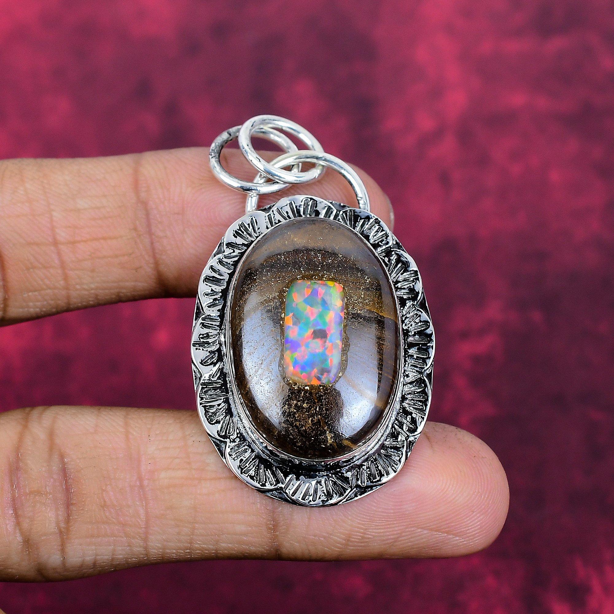 Boulder Opal Jewelry, 925 Solid Sterling Silver Pendant Handmade Gemstone Jewelry, Gifts For Wife Brand New Pendant