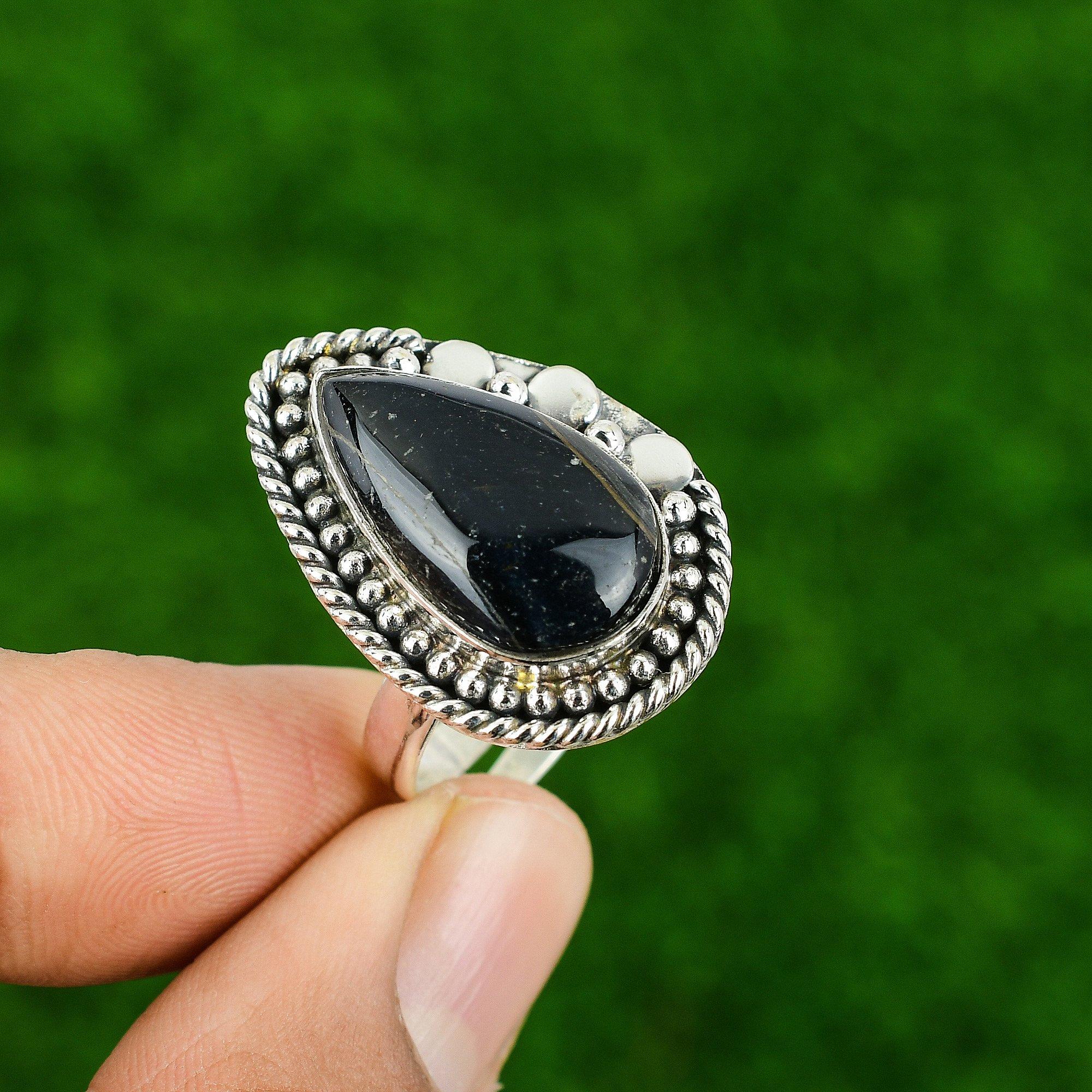 925 Silver Black Tiger's Eye Gemstone Wedding Promise Sacral Chakra Boho Ring
