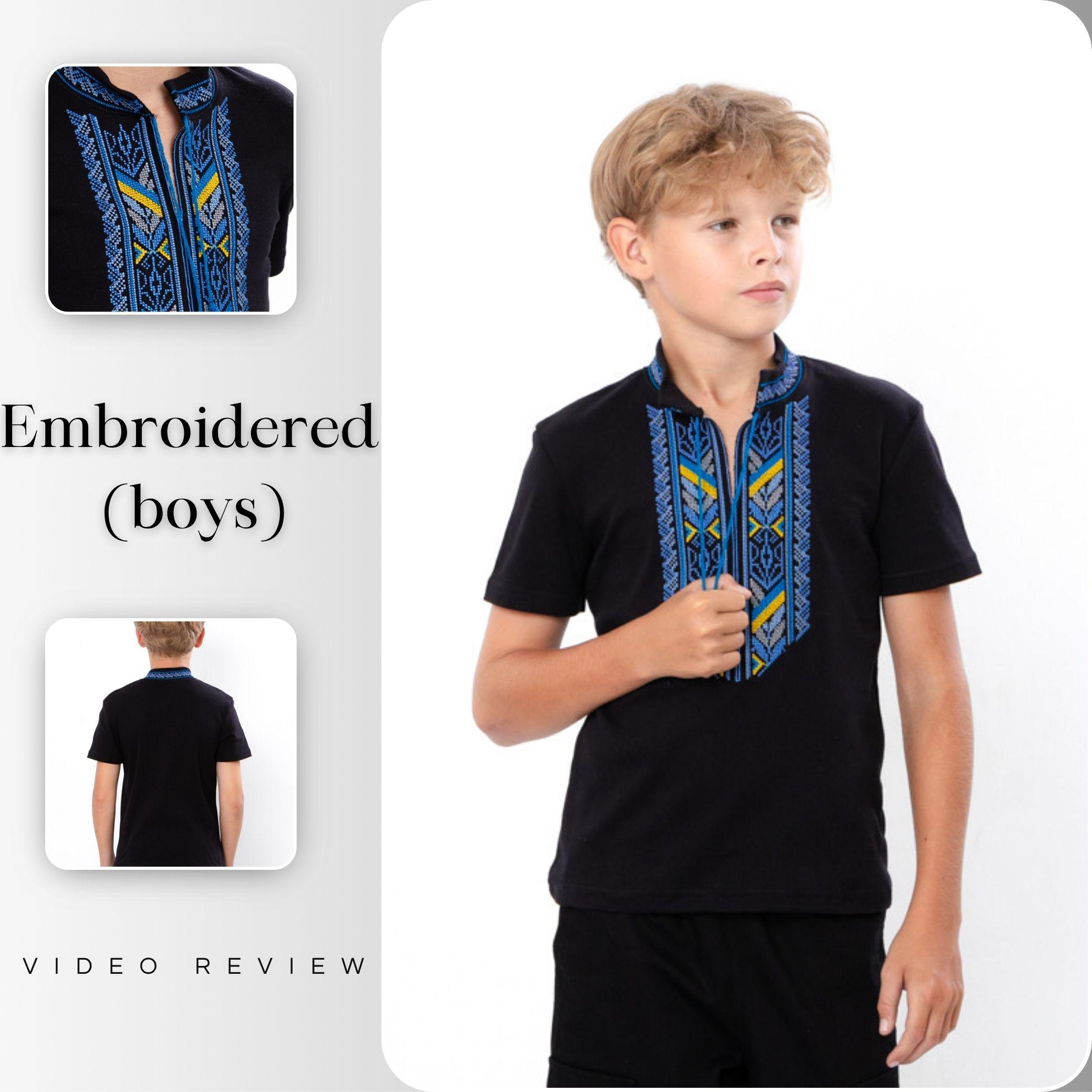 Besticktes Jungenhemd – Kurze Ärmel & Quastenbänder, Sommer, 6127-015-22-1 HC