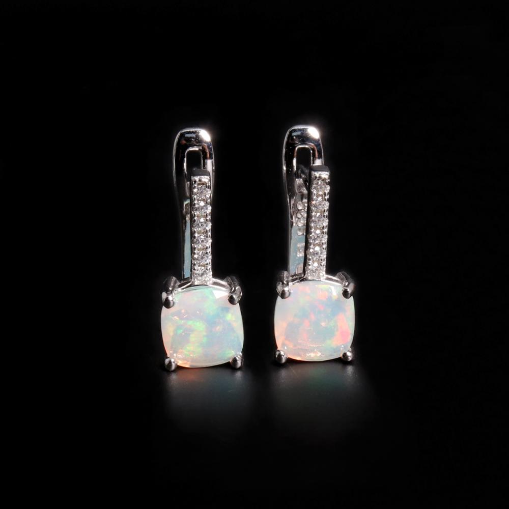 Colorful October Birthstone Rare Gems Natural Opal Earrings 925 Sterling Silver Birthday Gifts for Women and Girls