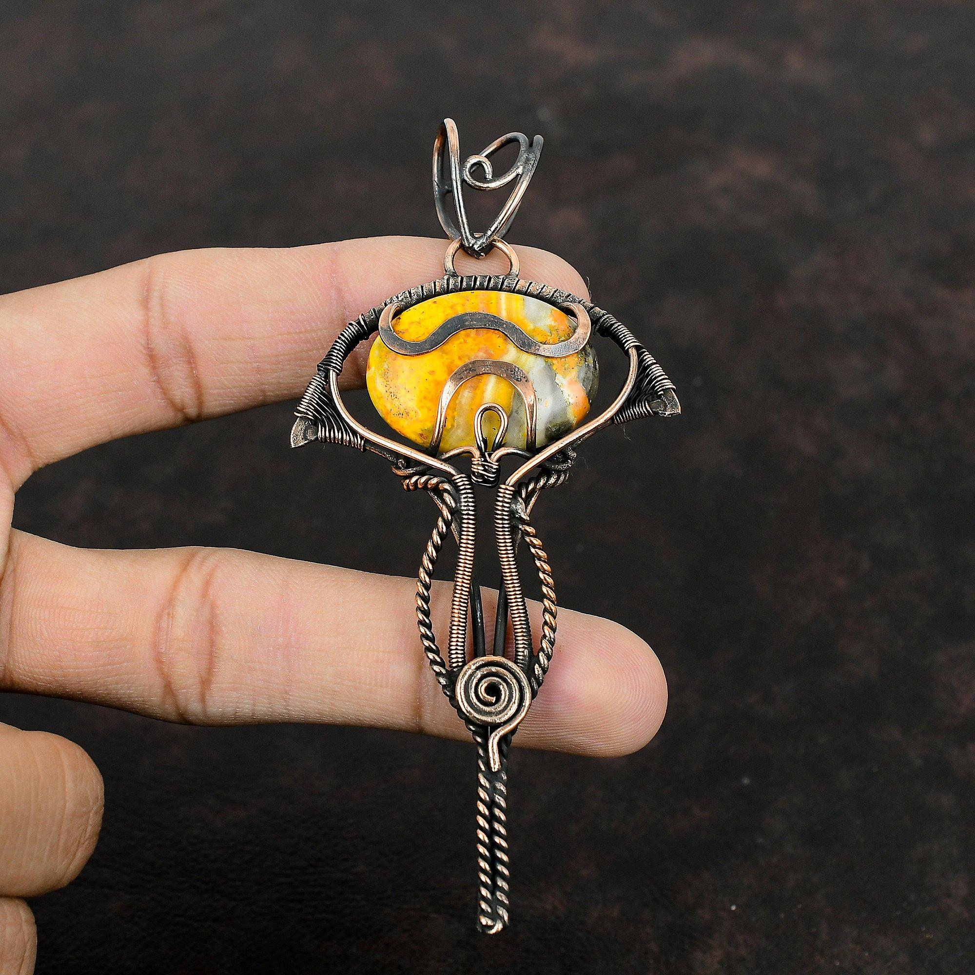 Hummeljaspis Anhänger Kupferdraht gewickelter Anhänger Handgefertigter Anhänger Edelstein Kupfer Schmuck Geschenk für Sie Geburtsstein Anhänger Damenschmuck