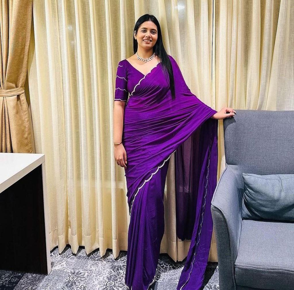 Trending Indian Ready To Wear Purple Georgette Silk Saree