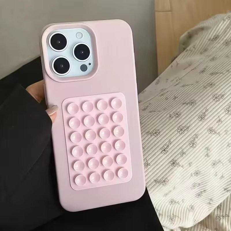 Luxury 3D Suction Cup Stand Litchi Pattern Phone Case For iPhone17 16 15 14 Plus 13 12 11 Pro Max XR X XS Soft Shockproof Cover