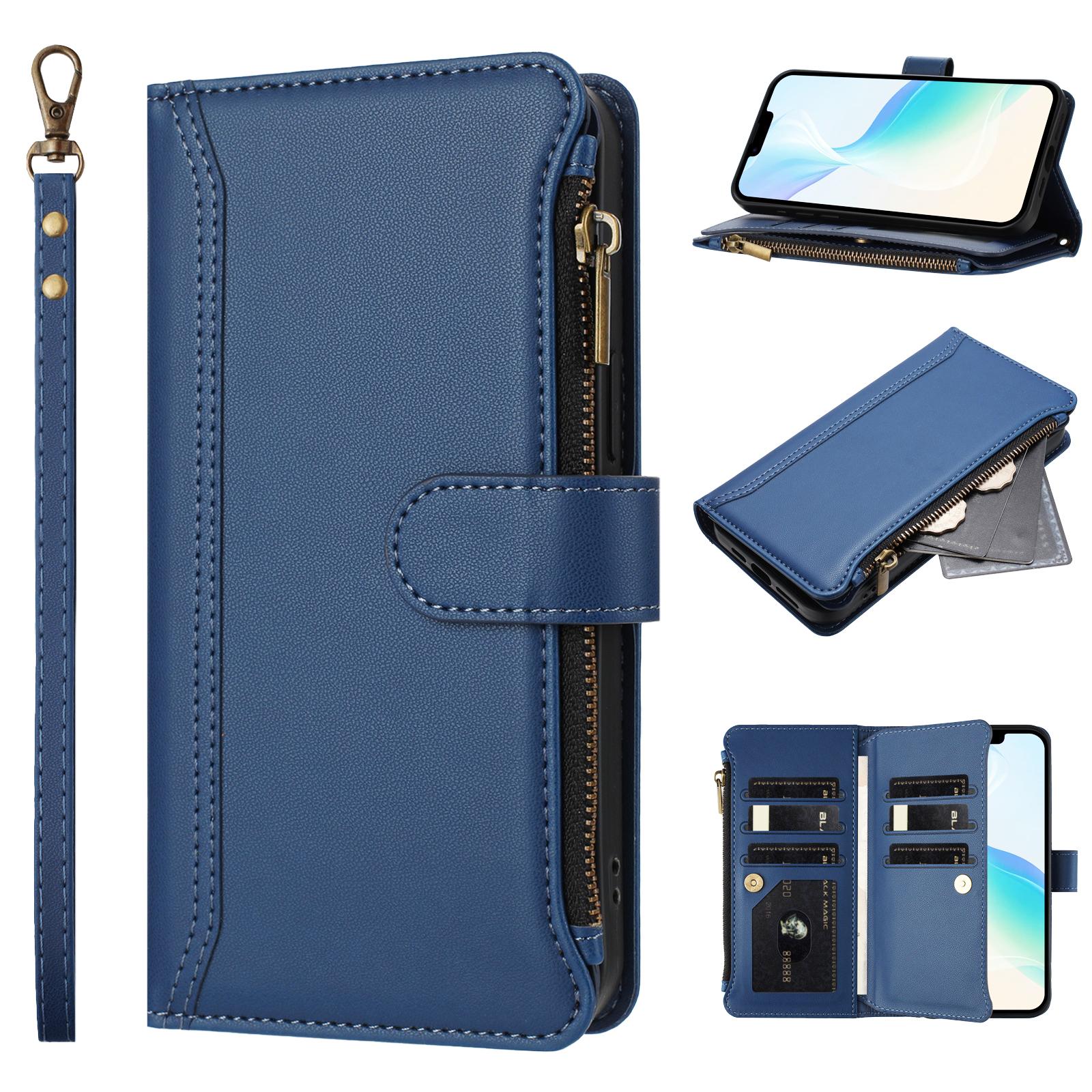 Leather Wallet Flip Case For Doogee N55 Plus N60 Pro Note 58 59 56 56x with Card Slots, Zipper Pocket, Crossbody Strap and Wristlet