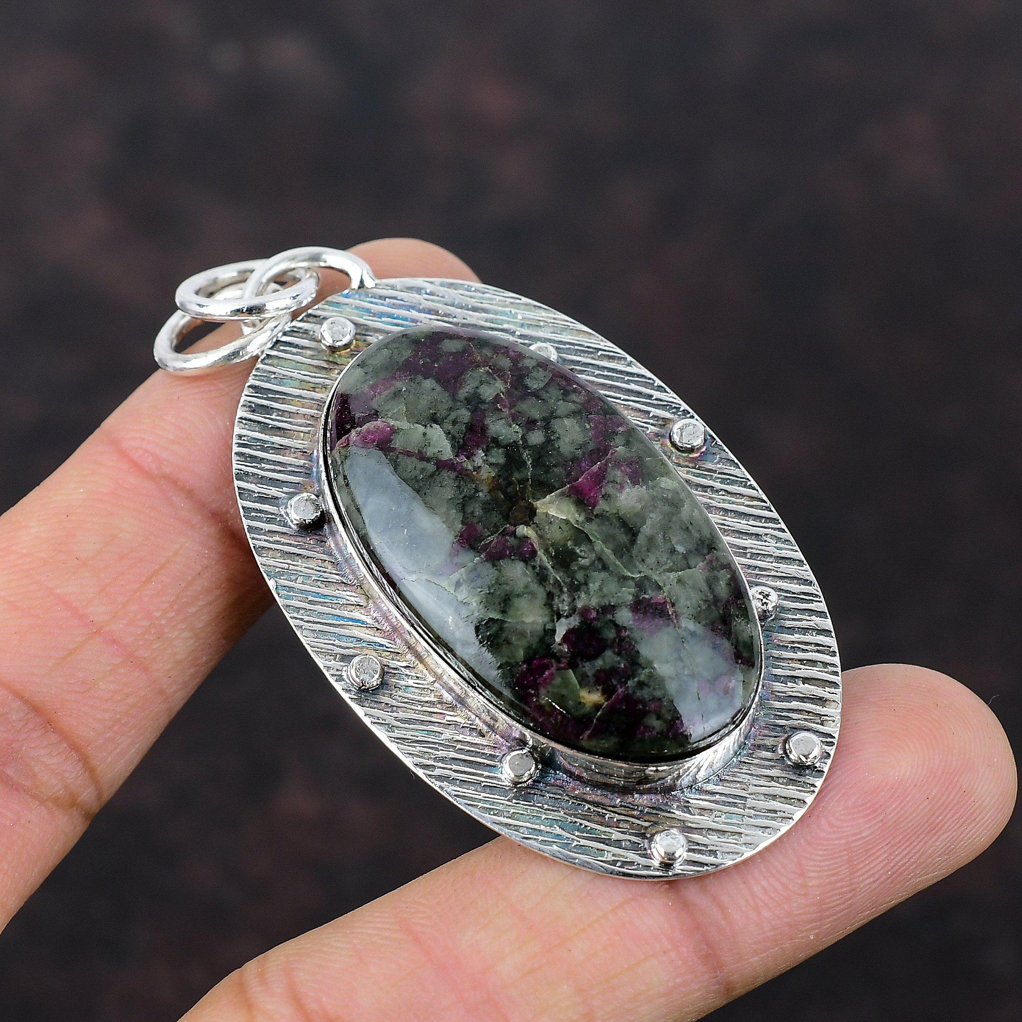 Eudialyt Hänge Handgjorda Antika Smycken 925 Sterlingsilver Hänge Ädelstenssmycken Unik Stil Hänge Gåva Till Honom Födelsestenssmycken