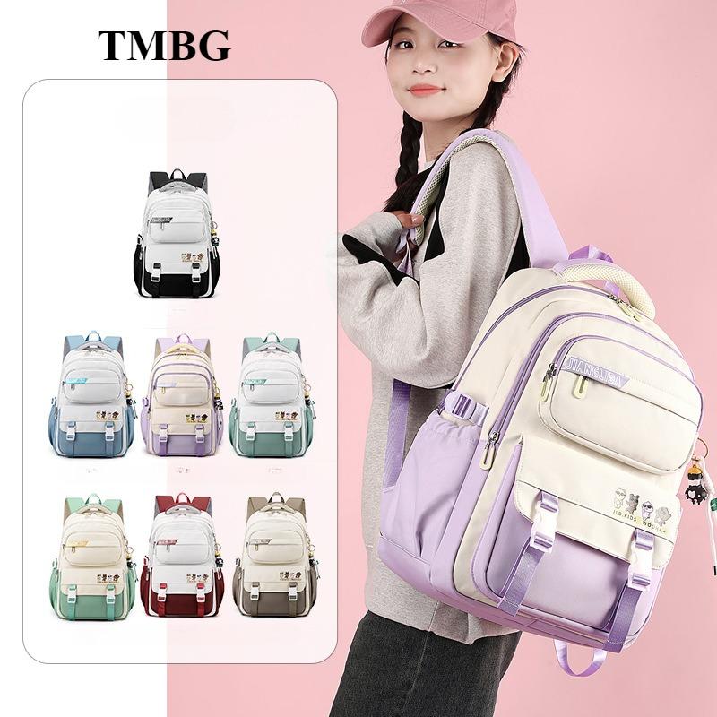 Fashion Macaron College Student Casual Backpack Oxford Waterproof High Capacity Teenager Girls Schoolbag Trendy Splicing Middle School Student Satchel