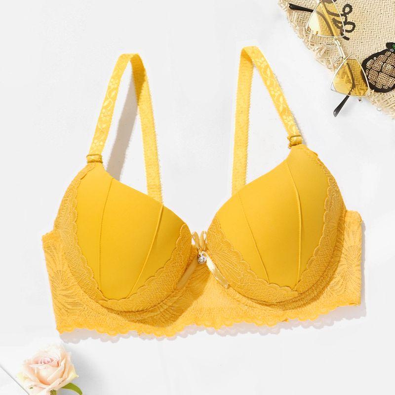 Contrast Lace Push Up Bra Comfy and Breathable Full Coverage Everyday Underwear Women's Lingerie B Cup Bras