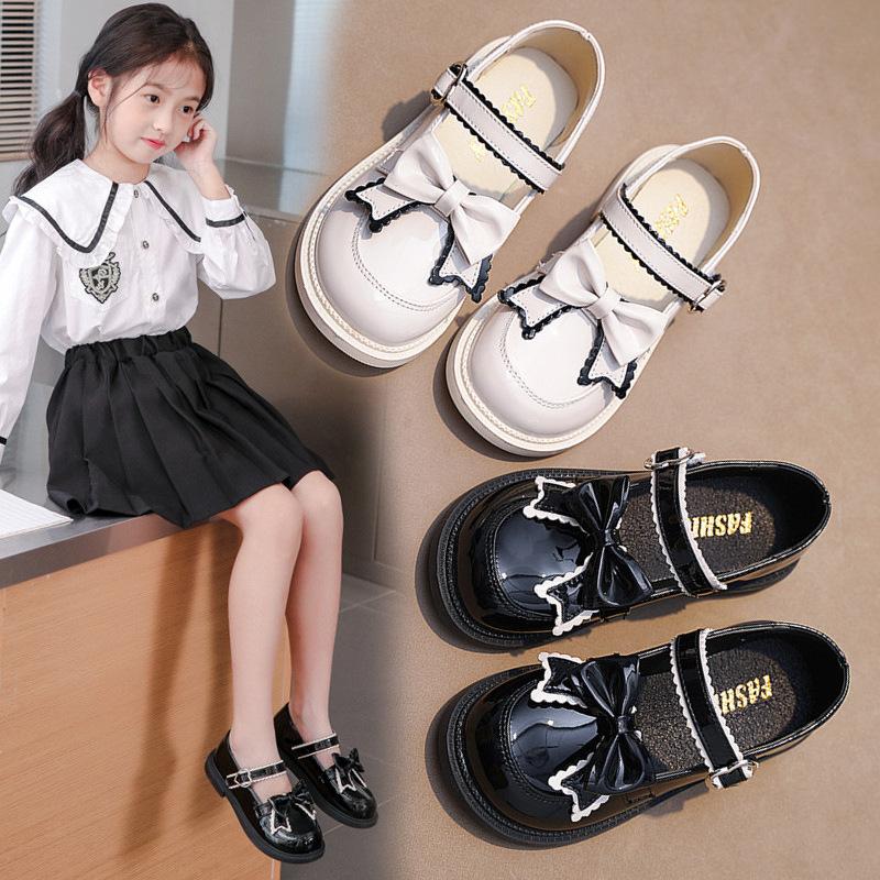 Children Leather Shoe Elegant Bowknot Girl Shoe Kid Shallow Solid Color Princess Shoe Child Shoe for Girl Toddler Mary Jane Shoe