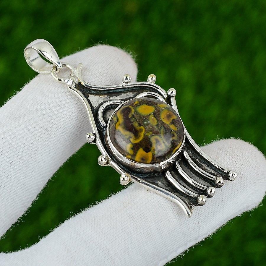 Természetes Gyümölcs Jaspis Drágakő Ékszer 925 Sterling Ezüst Medál Lányoknak