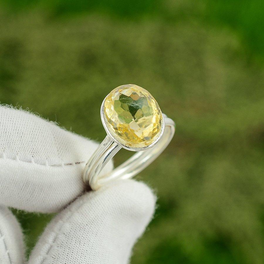 Sisters Day Deal Natural Citrine 925 Silver Multi Stone Statement Ring Size 8