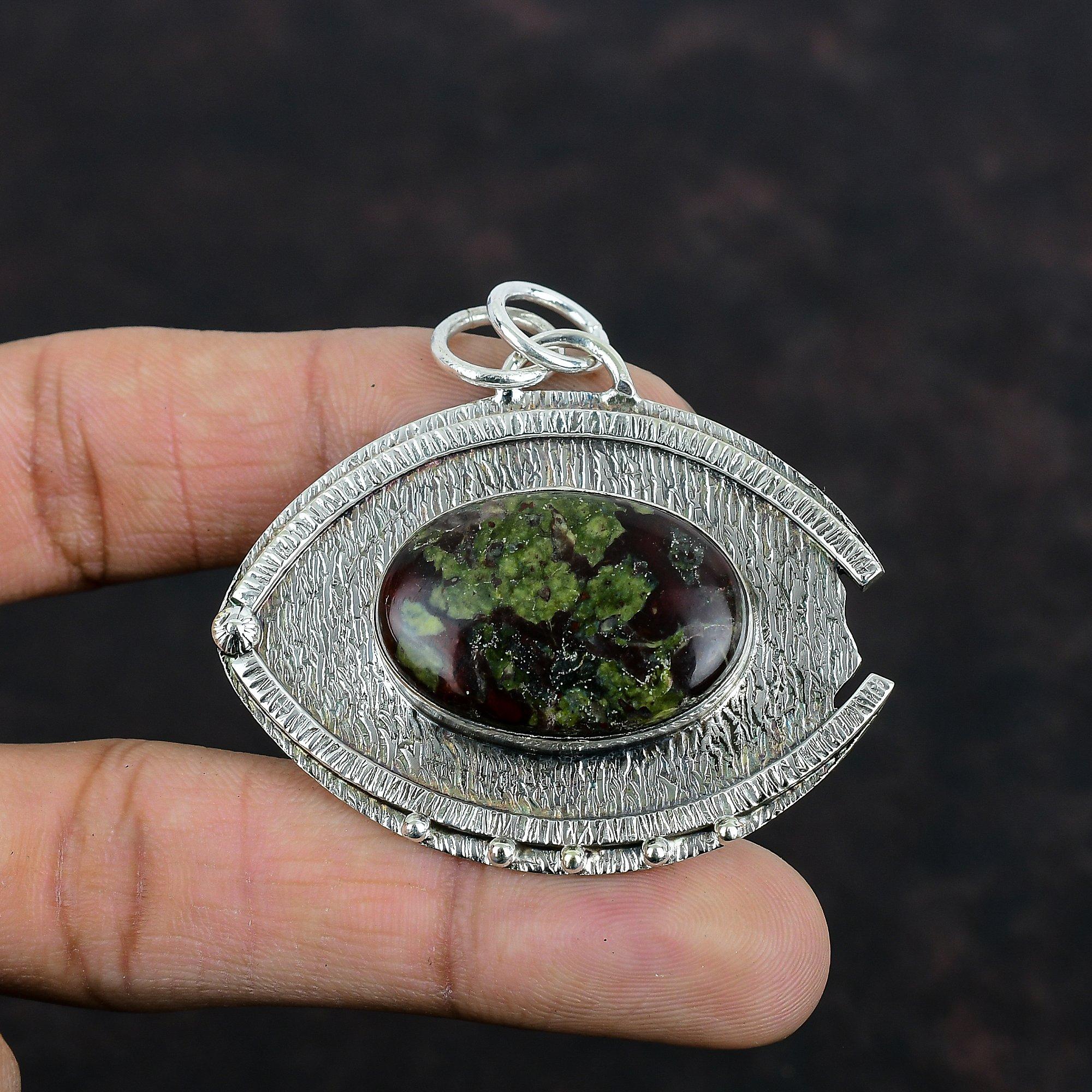 Dragon Bloodstone Gemstone Pendant 925 Sterling Silver Pendant Stylish Pendant Dragon Bloodstone Jewelry Handmade Boho Pendant Gifts For Her