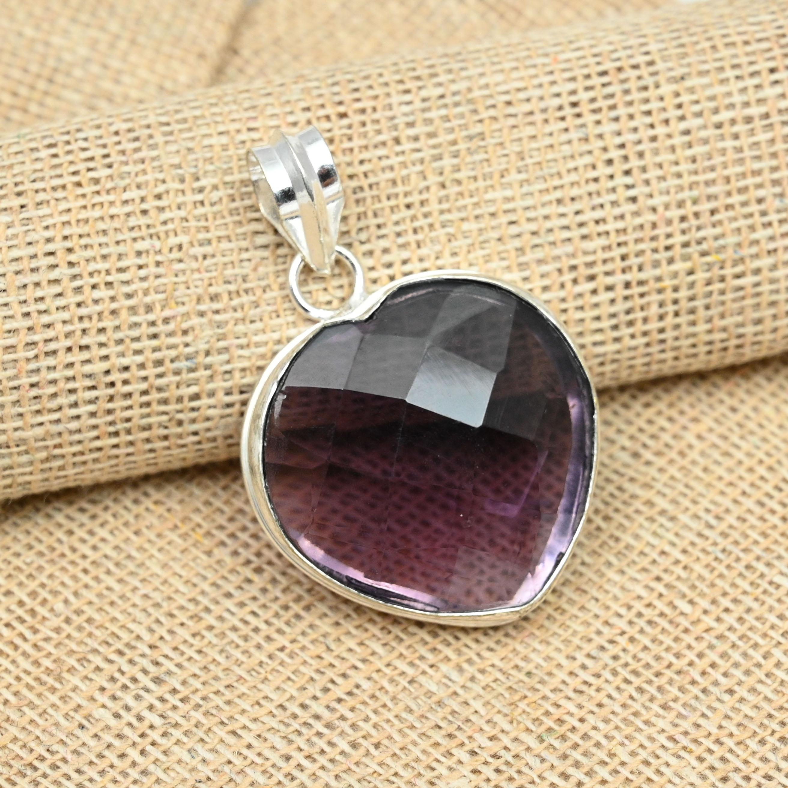 Purple Amethyst Gemstone 925 Sterling Silver Jewelry Handmade Fancy Pendant