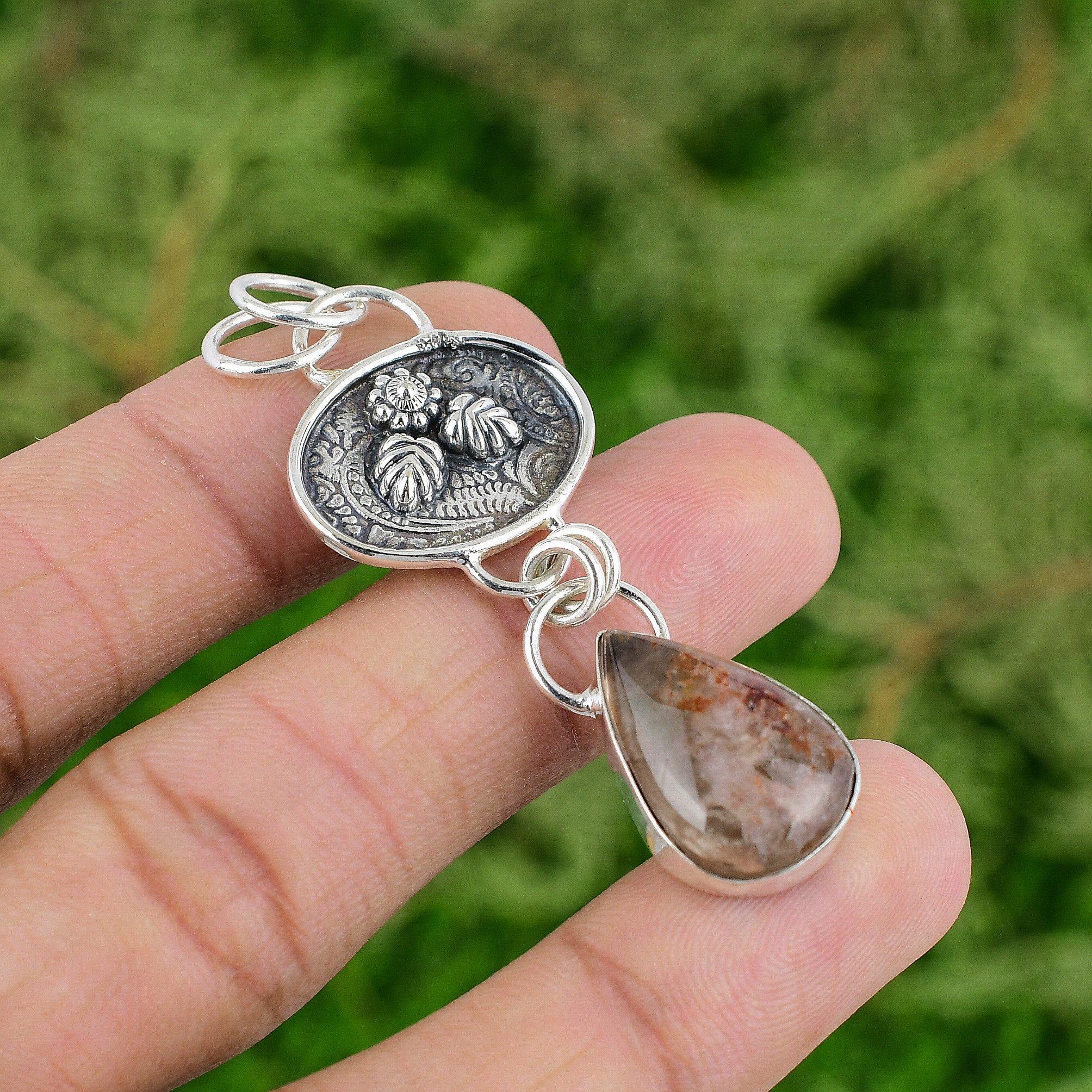 Daughters Day Sale Sterling Silver Pear Garden Quartz Gemstone Pendant Jewelry