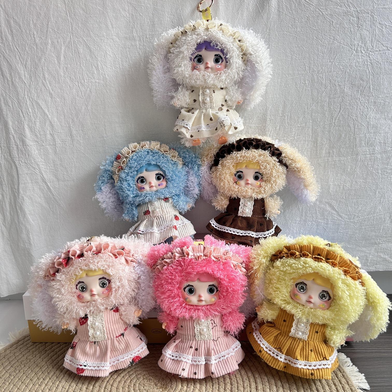 Cartoon Cute Vinyl Face Lolita Lace Dress Plush Doll Pendant Keychain Backpack Hangings Decoration Gifts