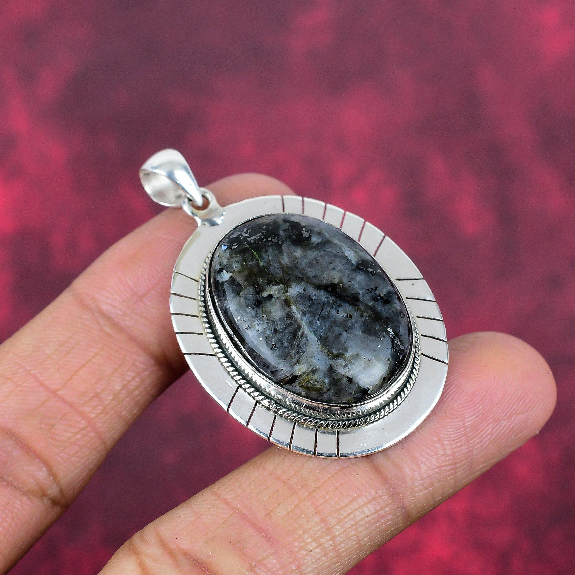 Larvikite Pendant Gemstone Jewelry, 925 Solid Sterling Silver Handmade Pendant, Latest Design Jewelry