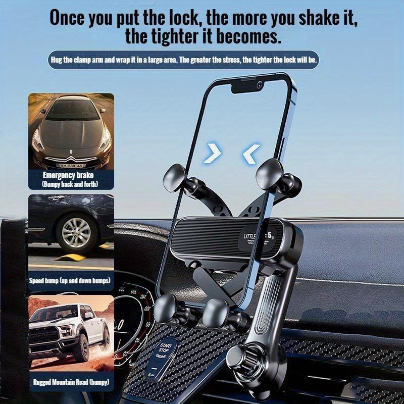 360°Rotating Car Phone Holder - Air Conditioner Vent Mount, GPS Navigation Stabilization, Black ABS Material