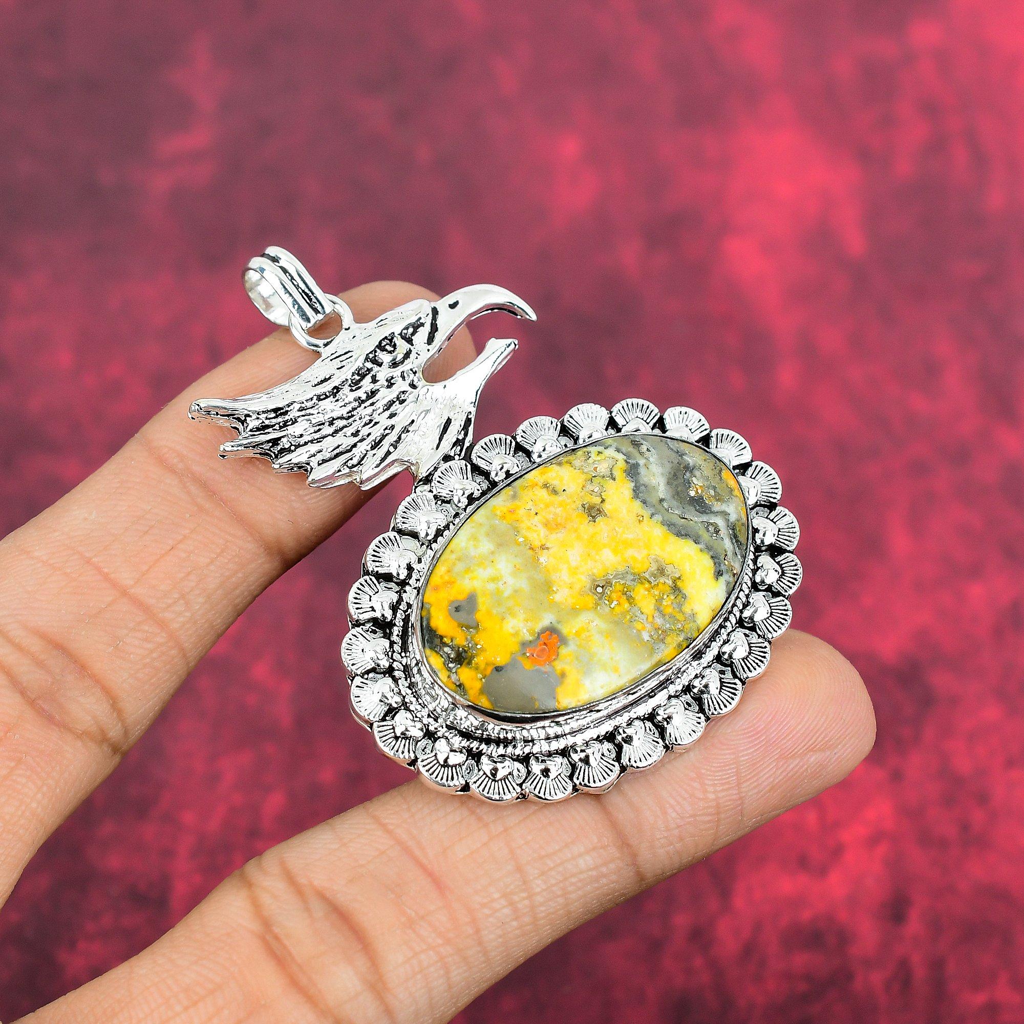 Bumblebee Jasper Pendant, 925 Solid Sterling Silver Gemstone Jewelry, Handmade Pendant, For Mother Day