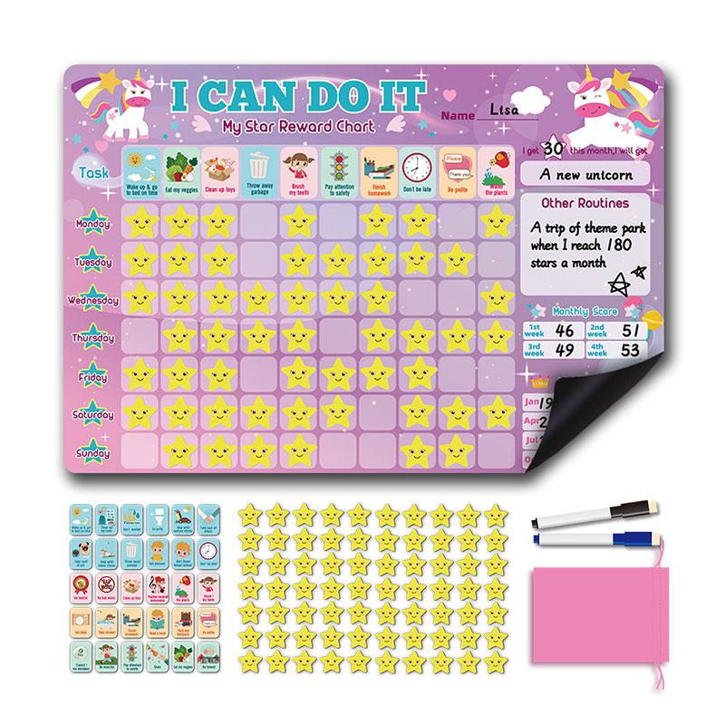 Preschool Toys Children English Magnetic Reward Chart Good Habits To Develop Time Activity Schedule Refrigerator Stickers Games